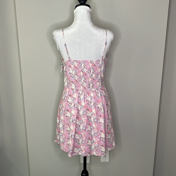 Abound Square Neck Printed Mini Dress in Pink Fade to Flower Haze Size Medium - Picture 5 of 7